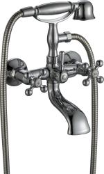 Aquanello Heritage Ascot Classic Surface-Mounted Bath Mixer with Star Knobs, Stainless Steel, including Hand Shower NB-3002-HA