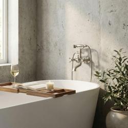 Aquanello Heritage Ascot Classic Surface-Mounted Bath Mixer with Star Knobs, Stainless Steel, including Hand Shower NB-3002-HA