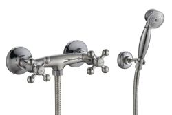 Aquanello Heritage Ascot Classic Surface-Mount Shower Faucet Set with Star Knobs Chrome including Hand Shower CR-2002-HA