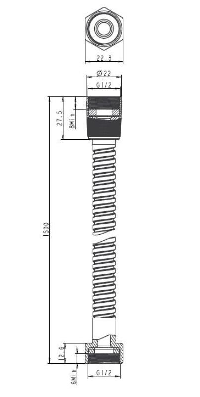 Aquanello Heritage Collection Shower hose 150cm Chrome CR-9002-HC