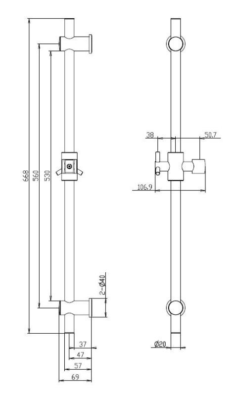 Aquanello Heritage Collection Classic Slide Bar 668 mm Chrome CR-9004-HC
