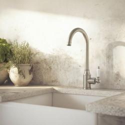 Aquanello Heritage Manor Classic Kitchen Nostalgic Kitchen Faucet, Stainless Steel NB-9001-HM