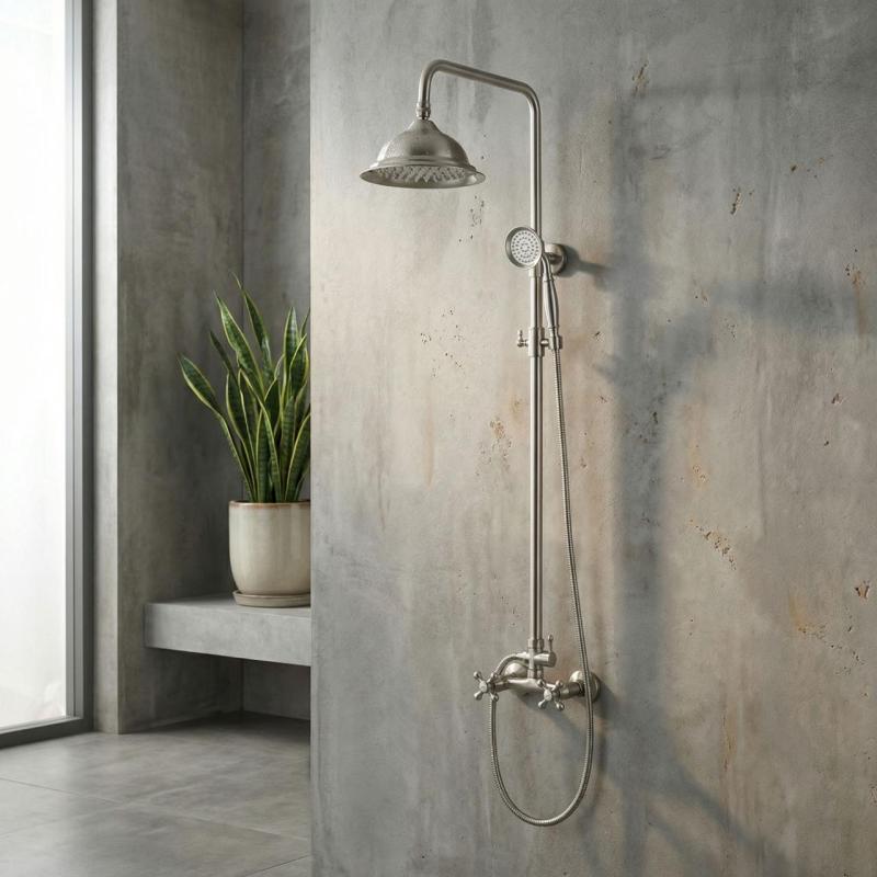 Aquanello Heritage Ascot Classic Shower Set Surface-Mounted Shower Column Stainless Steel NC-2003-HA
