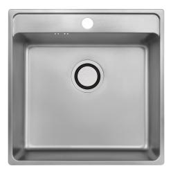 Aquadesign Plana Stainless Steel Surface-Mount Sink 48x49 cm with Tap Hole Bank including Siphon and Click-Clack Drain Plug 1208972559