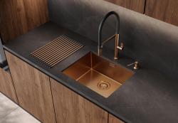 Ausmann Mosel Combination Set Sink PVD Copper 50x40 cm with Kitchen Faucet, Soap Dispenser, and Roll Mat 1208972563