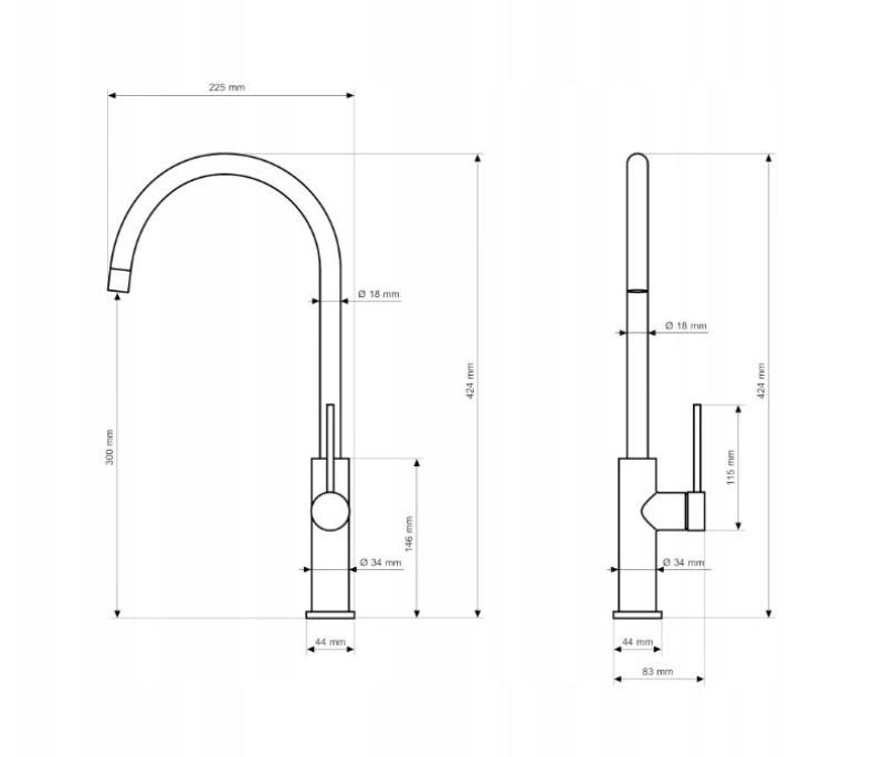 Graniteland Vira Slim Black Kitchen Faucet with Swivel Spout 1208972626