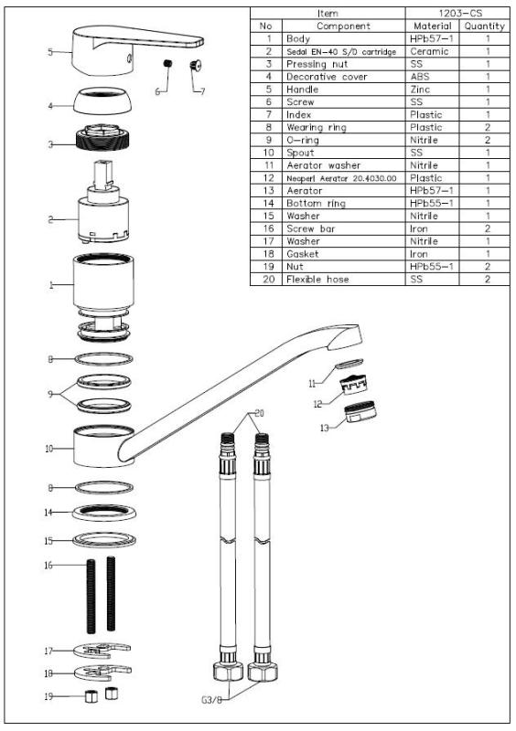 Aquanello Casa Single-Handle Kitchen Faucet, Black BL-1203-CS