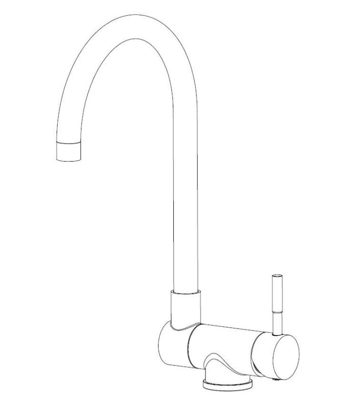 Aquanello Forma Solid Stainless Steel Drop-Down Window Kitchen Faucet, Black BL-1012-FM