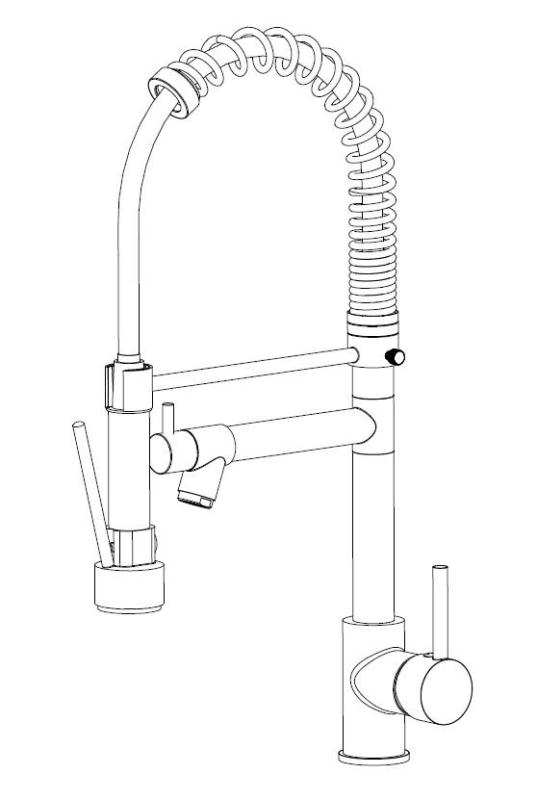 Aquanello Gastro Kitchen Faucet with Professional Spray Function, Chrome CR-4402-GT