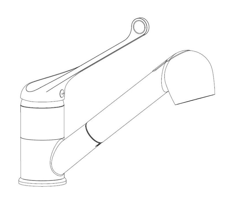 Aquanello Medic Kitchen Faucet with Long Handle and Pull-Out Spout, Chrome CR-1006-MD