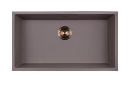 GraniteMy Universal Large taupe granite sink, 74x40 cm, available as a top-mount, undermount, or flush-mount model, with a brass drain plug (1208972706)
