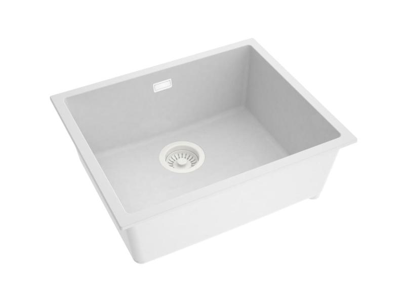 Pure.Sink Eternal Quartz White Sink 50x40 cm Undermount and Overmount with White Drain Plug