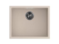 Pure.Sink Eternal Quartz Beige Sink, 50x40 cm, Flush-Mount and Under-Mount, with Gunmetal Plug