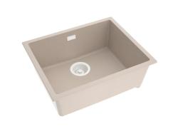 Pure.Sink Eternal Quartz Beige Sink, 50x40 cm, Flush-Mount and Under-Mount, with White Plug