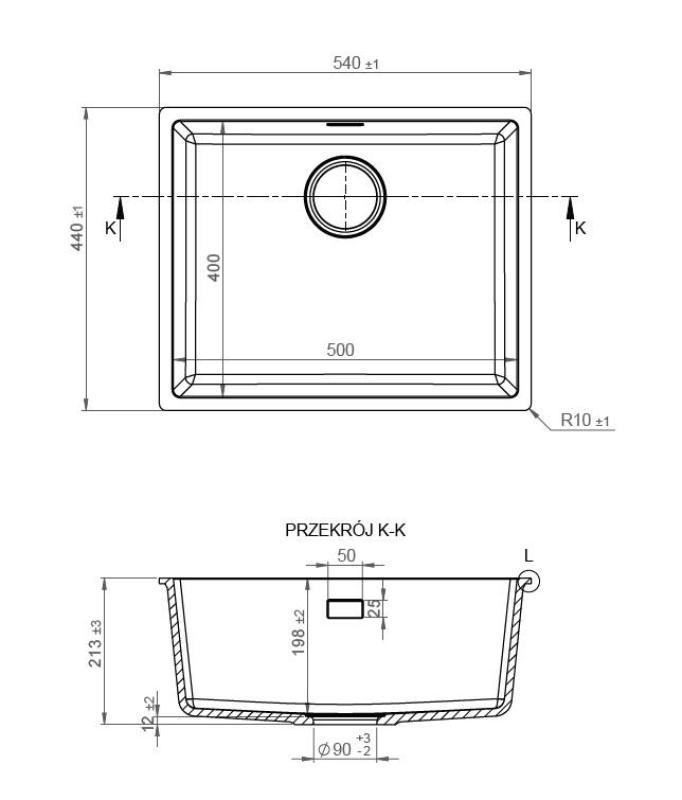 Pure.Sink Eternal Quartz Beige Sink, 50x40 cm, Flush-Mount and Under-Mount, with White Plug