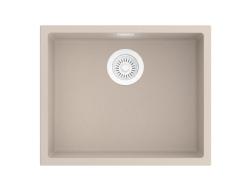 Pure.Sink Eternal Quartz Beige Sink, 50x40 cm, Flush-Mount and Under-Counter, with Automatic White Plug