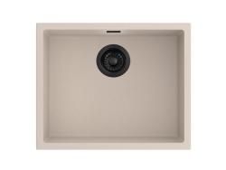 Pure.Sink Eternal Quartz Beige Sink, 50x40 cm, Flush-Mount and Under-Counter, with Automatic Black Plug