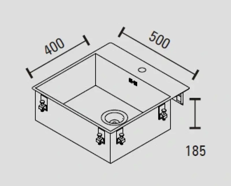 ABK Baronga stainless steel sink 54x53cm with tap hole deck for flush installation BAR50FKVI