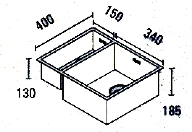 ABK Baronga one and a half 1.5 stainless steel sink 15x40+34x40cm Undermount BAR1534F