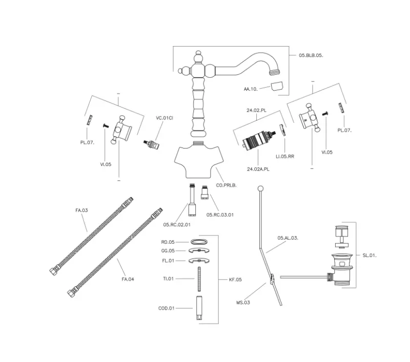 Huber Victorian Thermostatic Washbasin Mixer Chrome VTT5201021