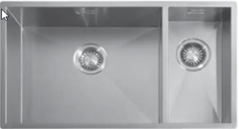 ABK Baronga large 1.5 stainless steel sink 50x40+20x40 cm Flush-mounted undermount and top-mount BAR5020FVI